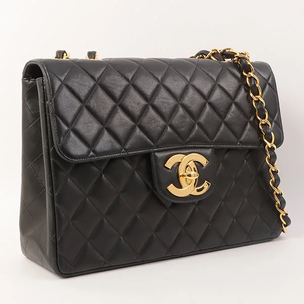 Chanel Around 1997 Made Classic Flap Chain Bag Jumbo Black