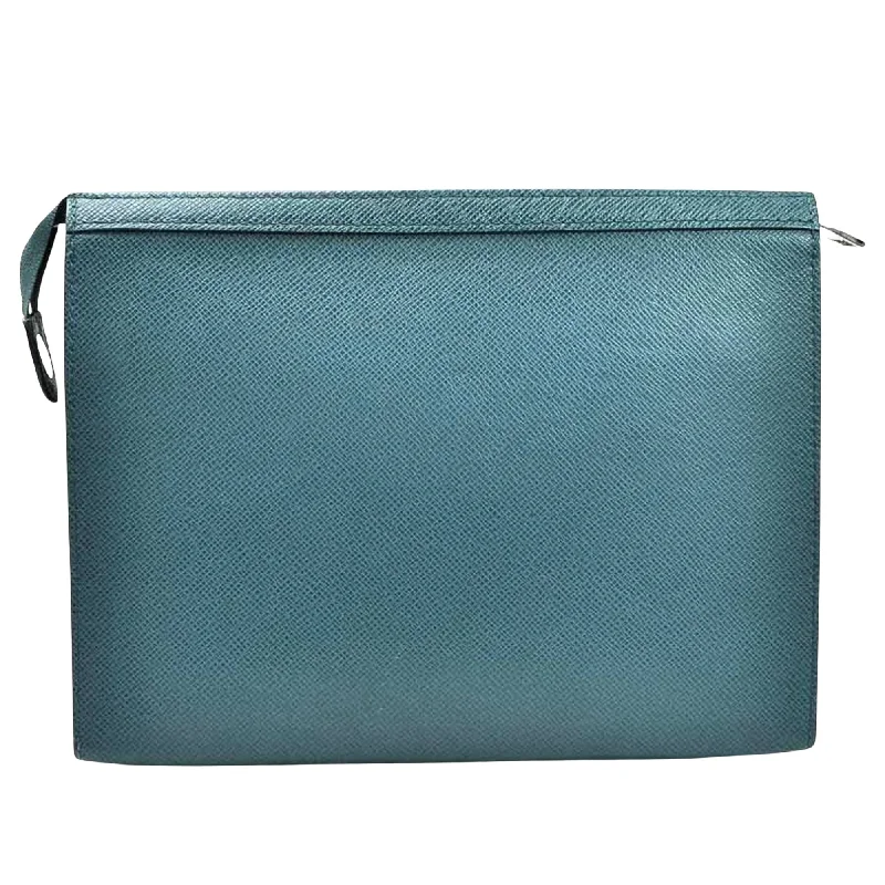 Louis Vuitton Blue Leather Pochette voyage clutch bag