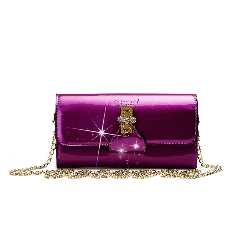 Brangio  Patent Evening Clutch with Chain Strap