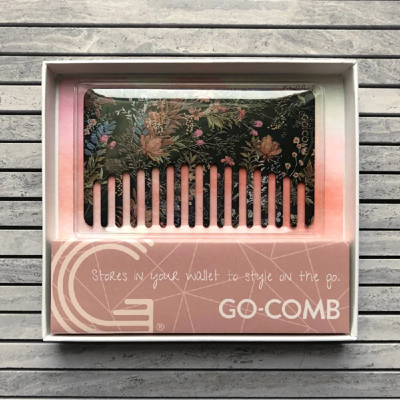 Boxed |Rustic Flora Mirror Go-Comb | Metal Wallet-Sized Comb