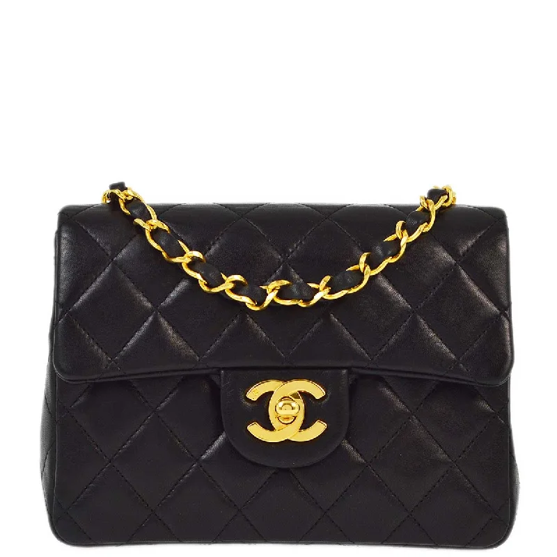 Chanel 1994-1996 Black Lambskin Mini Classic Square Flap Shoulder Bag 17