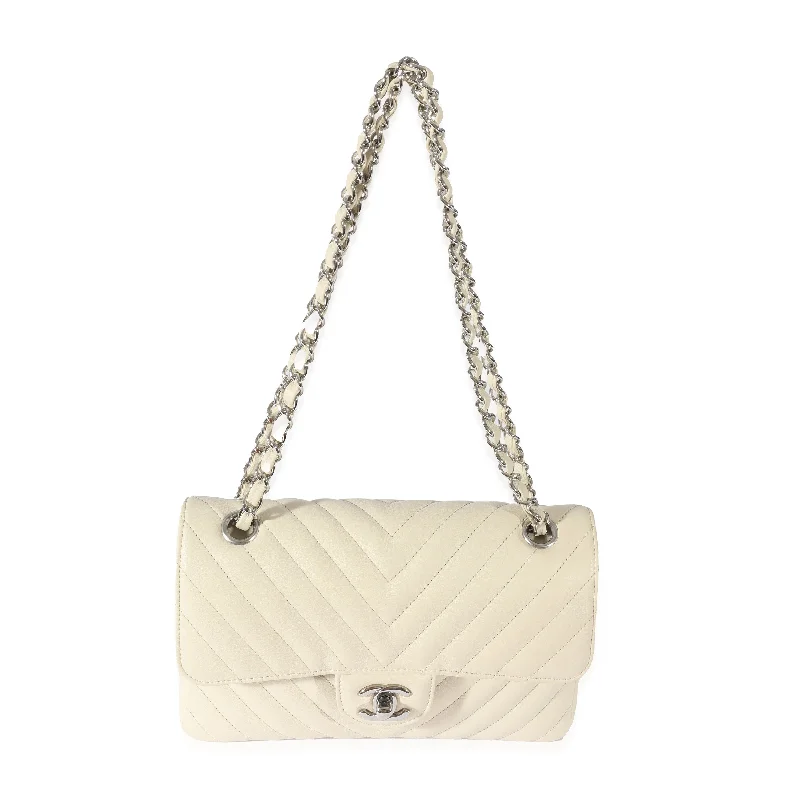 CHANEL 22C Neutral Chevron Calfskin Small Classic Flap