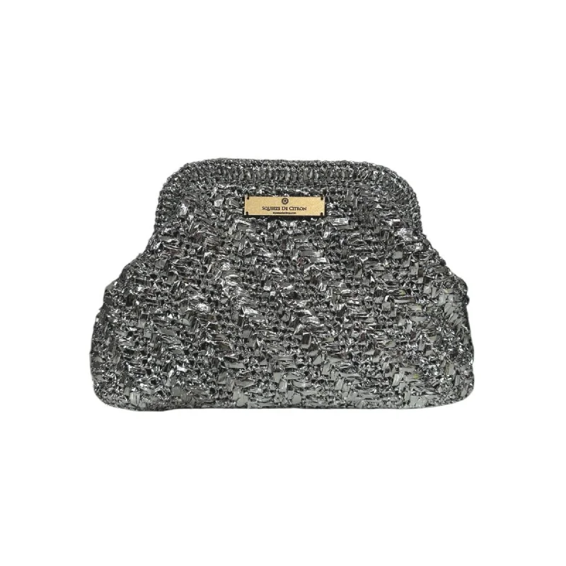 The Knit Collection Citron Clutch in Silver