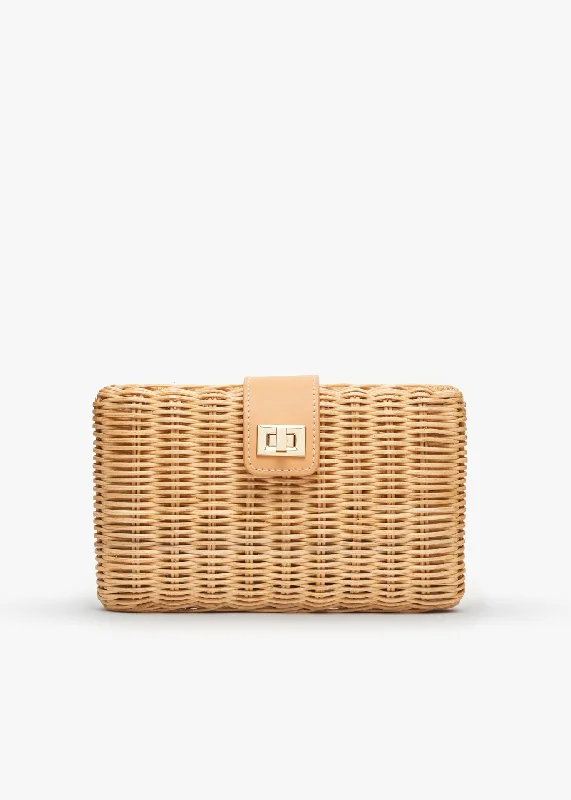 Lou Wicker Straw Clutch Bag