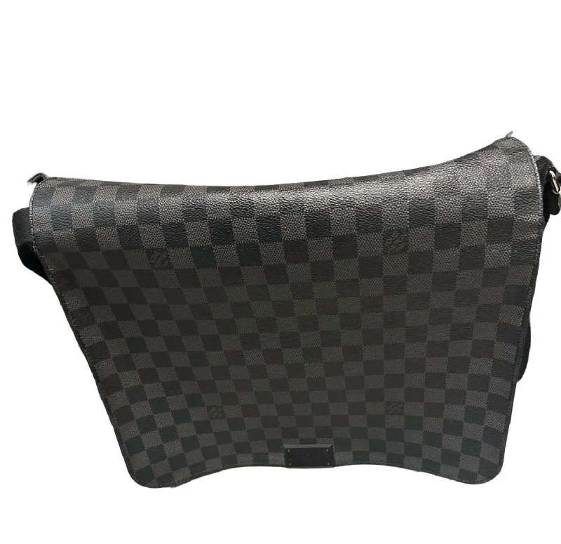 Pre-Loved Graphite District Flap Bag In Damier Graphite