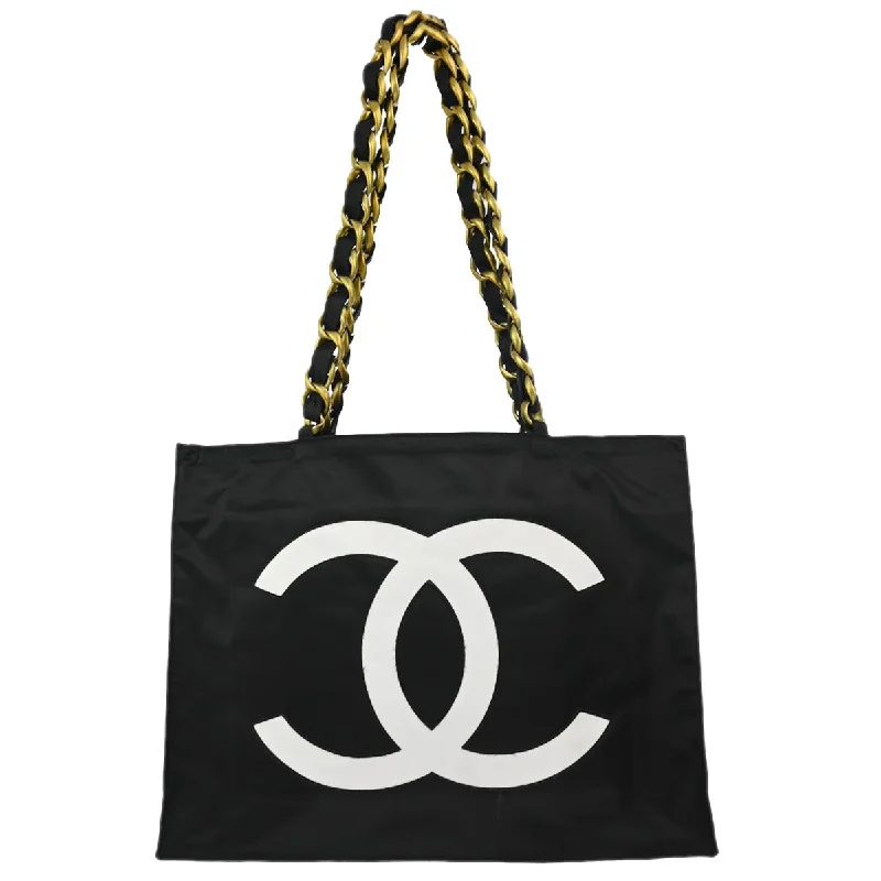 Chanel 1991-1994 Black Nylon Shoulder Tote Bag