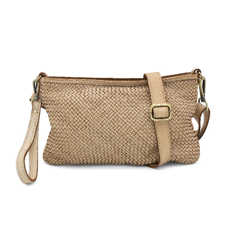 Laura Woven Crossbody in Light Taupe