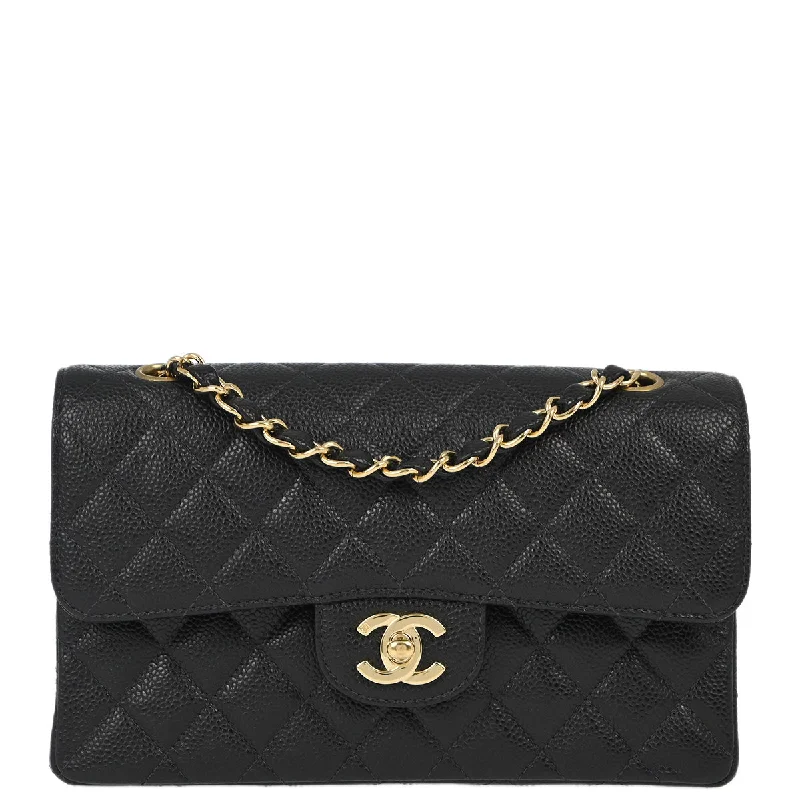 Chanel Black Caviar Small Classic Double Flap Shoulder Bag