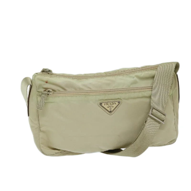 PRADA Shoulder Bag Nylon Beige Auth 69153