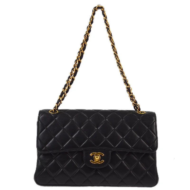 Chanel 1996-1997 Black Lambskin Double Sided Classic Flap Shoulder Bag