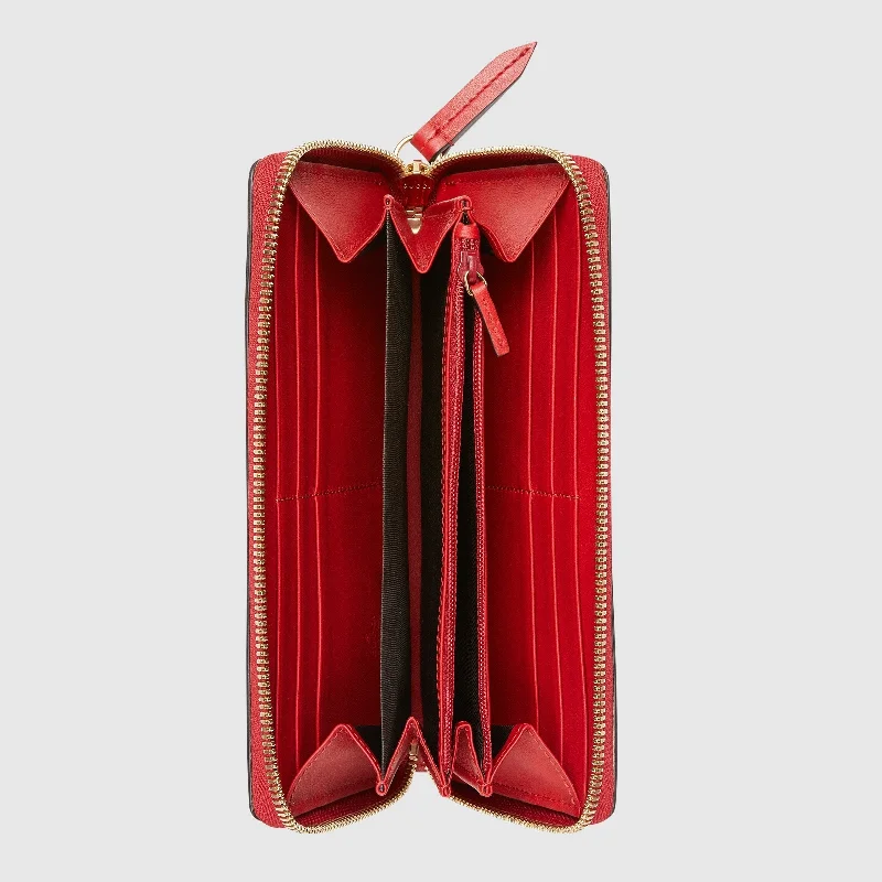 Gucci SyLouis Vuittonie Leather Continental Wallet Hibiscus Red