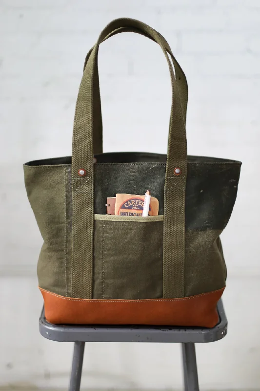 1940's era Salvaged Canvas Tote Bag