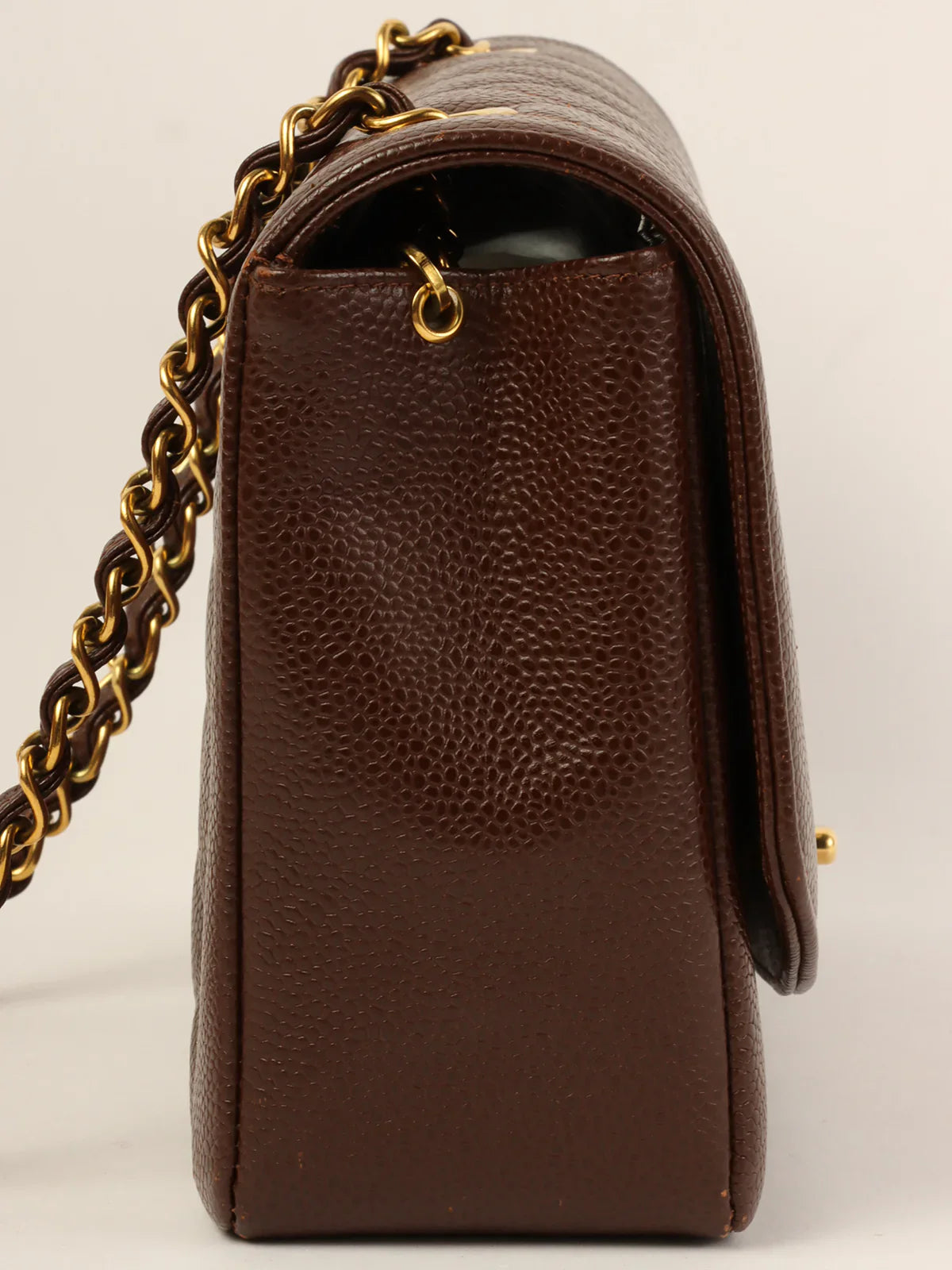 CHANEL Around 1995 Made Caviar Skin Diana Flap Chain Bag 25Cm Brown