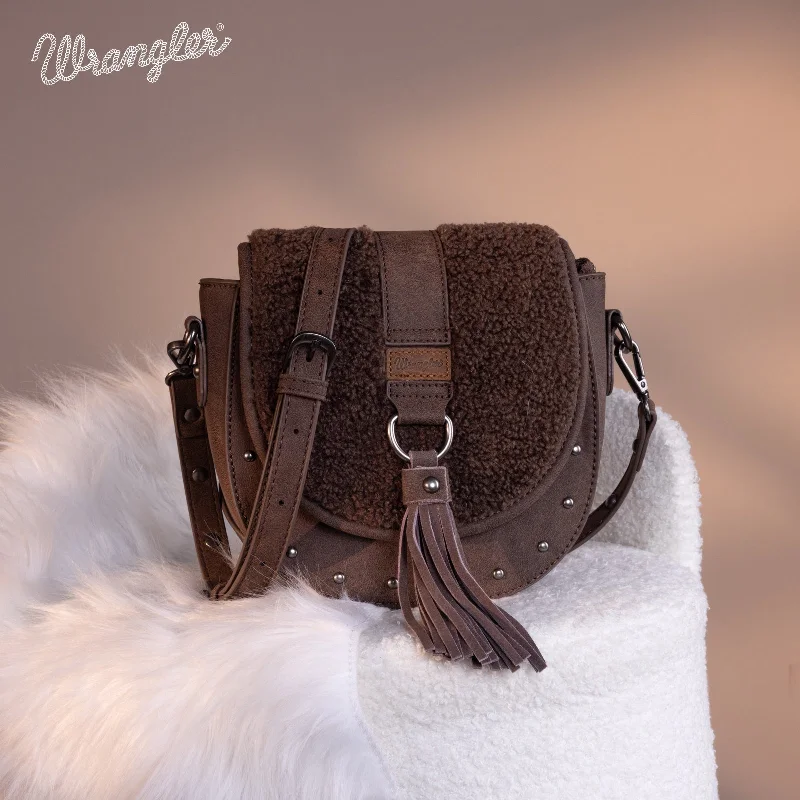 WG160-6010  Wrangler Sherpa Saddle Bag Crossbody - Coffee