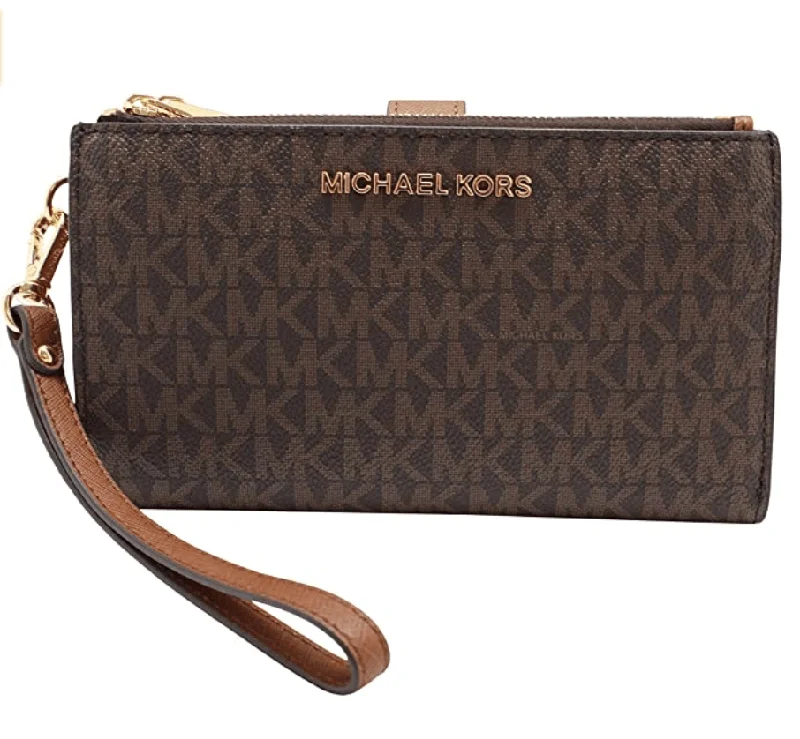 Michael Kors JetSet Double Zip Wristlet PhoneWallet Brown