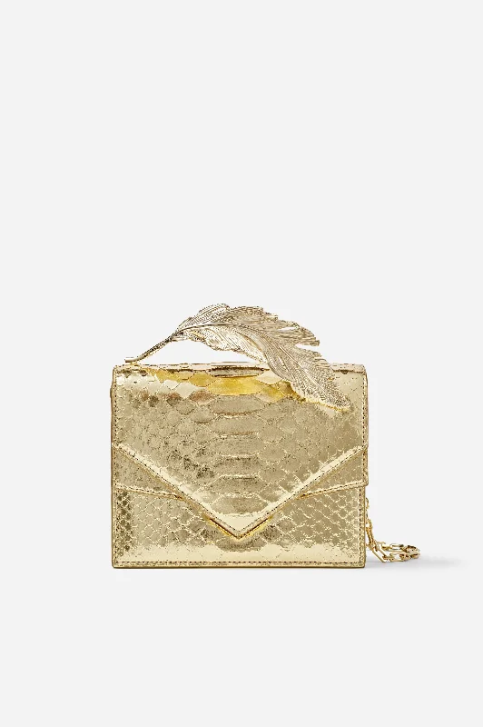 Metallic Gold Python Alina Clutch