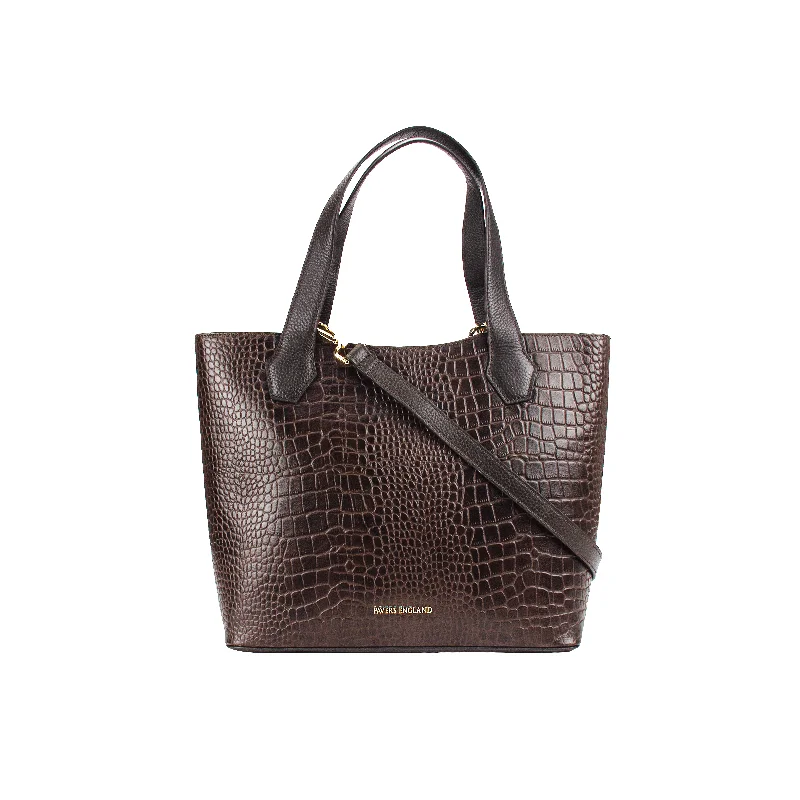 Riko Croc pattern Embossed leather Tote Bag