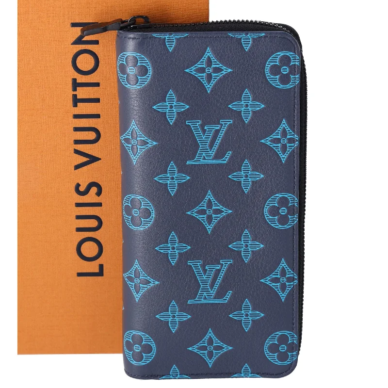 Louis Vuitton Zippy Wallet Vertical Monogram Shadow Long Wallet M80423 Navy Blue