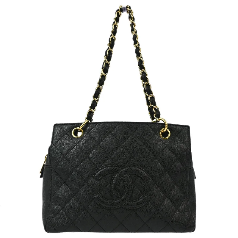 Chanel 2006-2008 Black Caviar Petite Timeless Tote PTT Chain Handbag