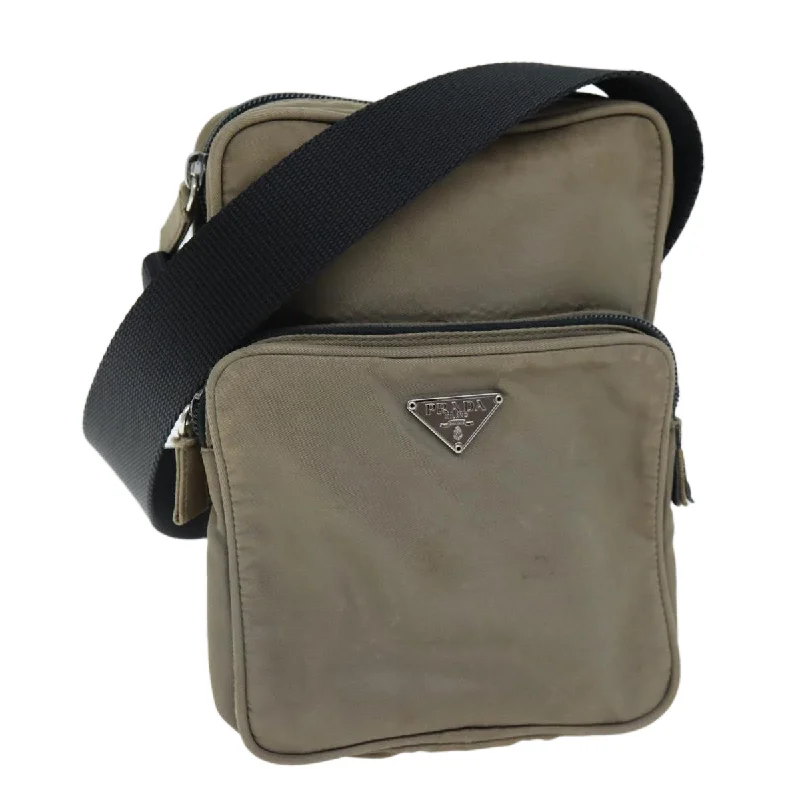 PRADA Shoulder Bag Nylon Beige Auth 75014