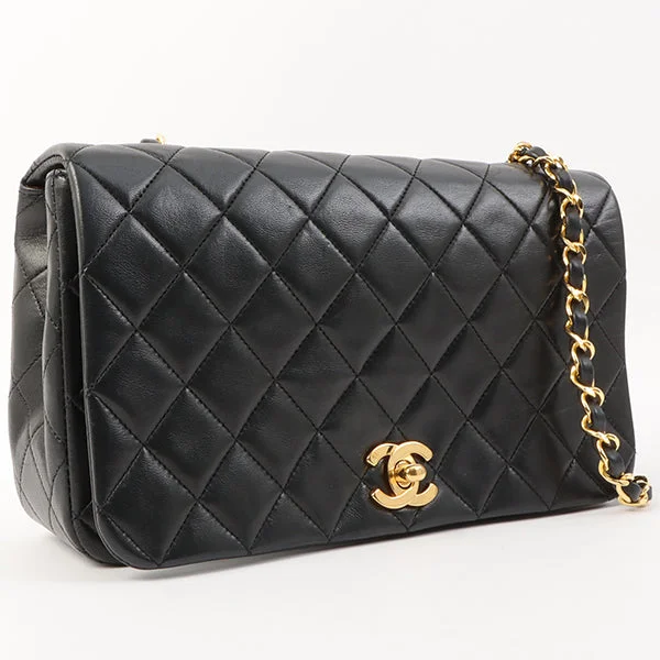 Chanel Around 1990 Made Full Flap Chain Bag 23Cm Black