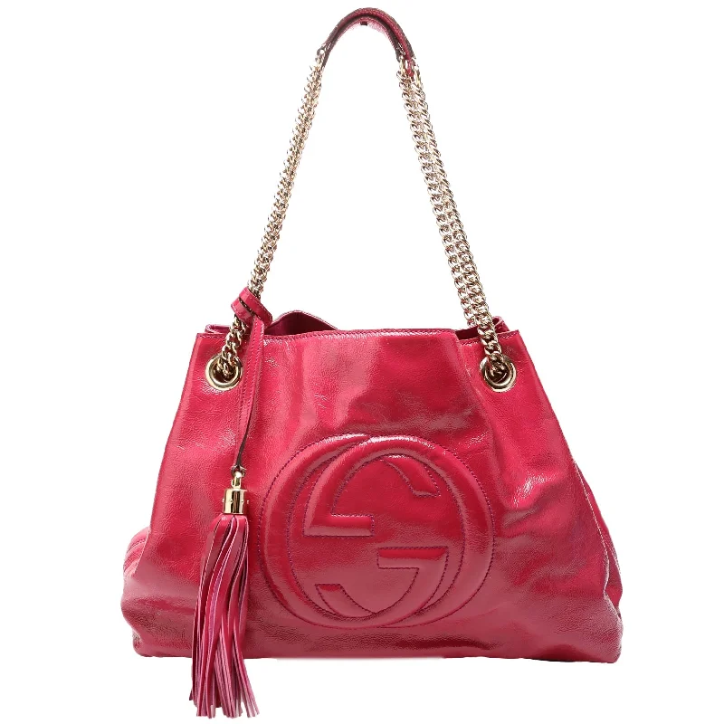 Soho Patent Leather Shoulder Medium Pink