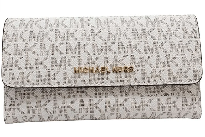 Michael Kors JetSet Travel PVCLarge Trifold Wallet VanillaMK