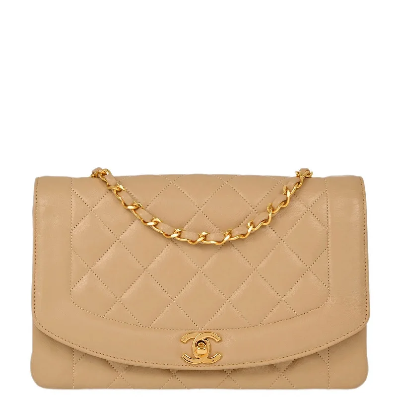 Chanel Beige Lambskin Medium Diana Shoulder Bag