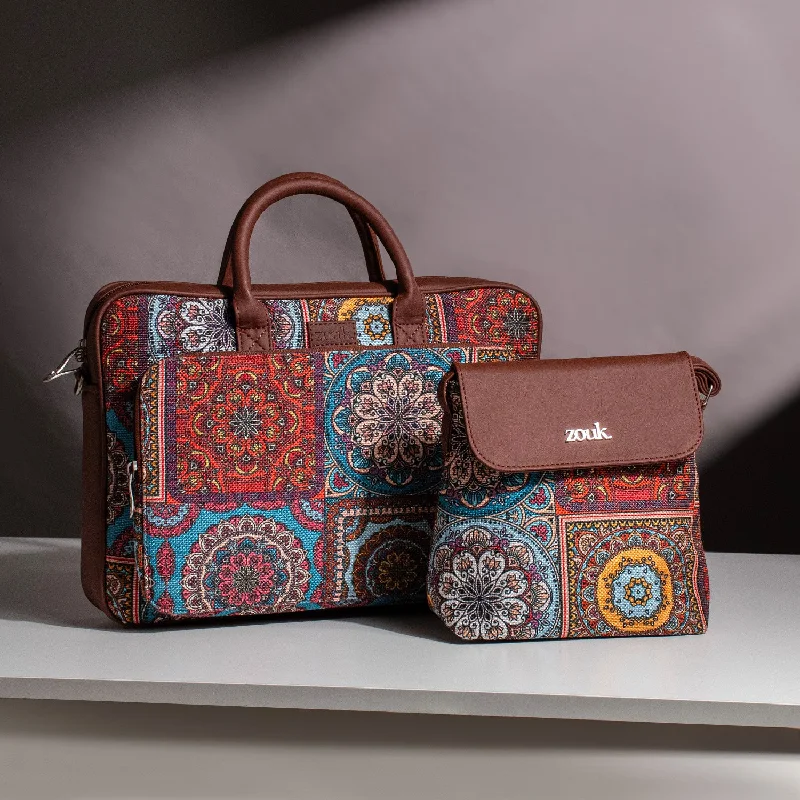 Multicolor Mandala Print - Laptop Bag & Flap Sling Bag Combo