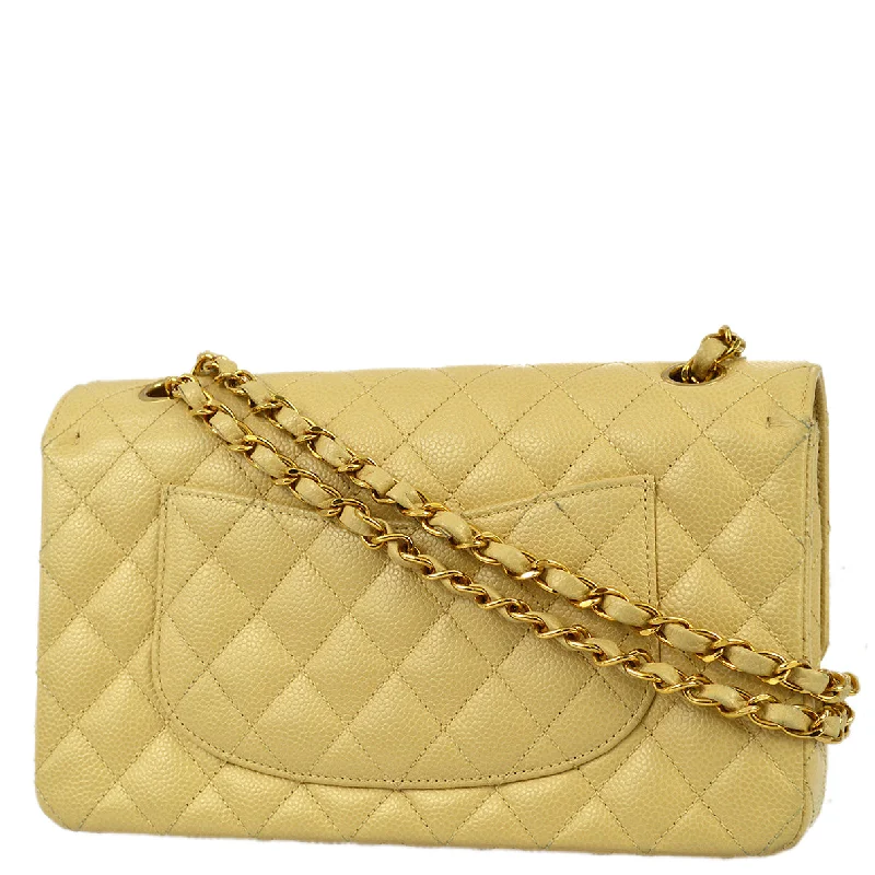 Chanel 2004-2005 Beige Caviar Medium Classic Double Flap Bag