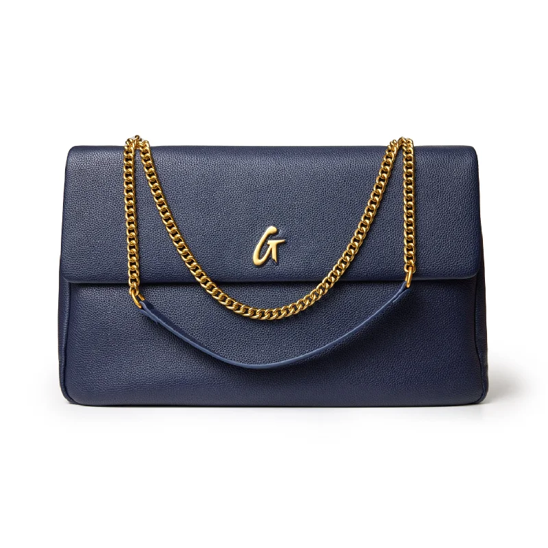 XL PEBBLE FLAP BAG - NAVY