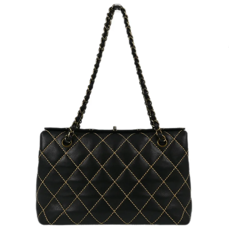 Chanel Black Calfskin Wild Stitch Shoulder Bag