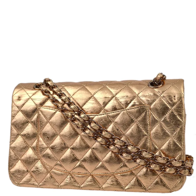 Chanel * Pink Gold Lambskin Classic Double Flap Shoulder Bag Mobile Art 2008