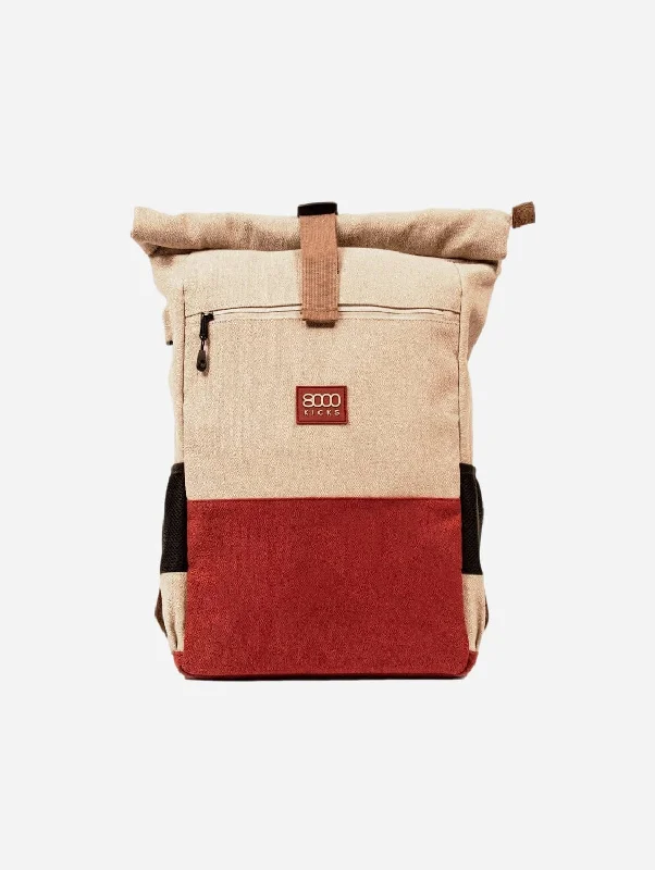 Everyday Vegan Hemp Backpack | Beige & Red