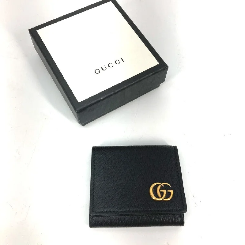 GUCCI Coin case 473959 leather black GG Marmont Compact Mini Wallet mens Used