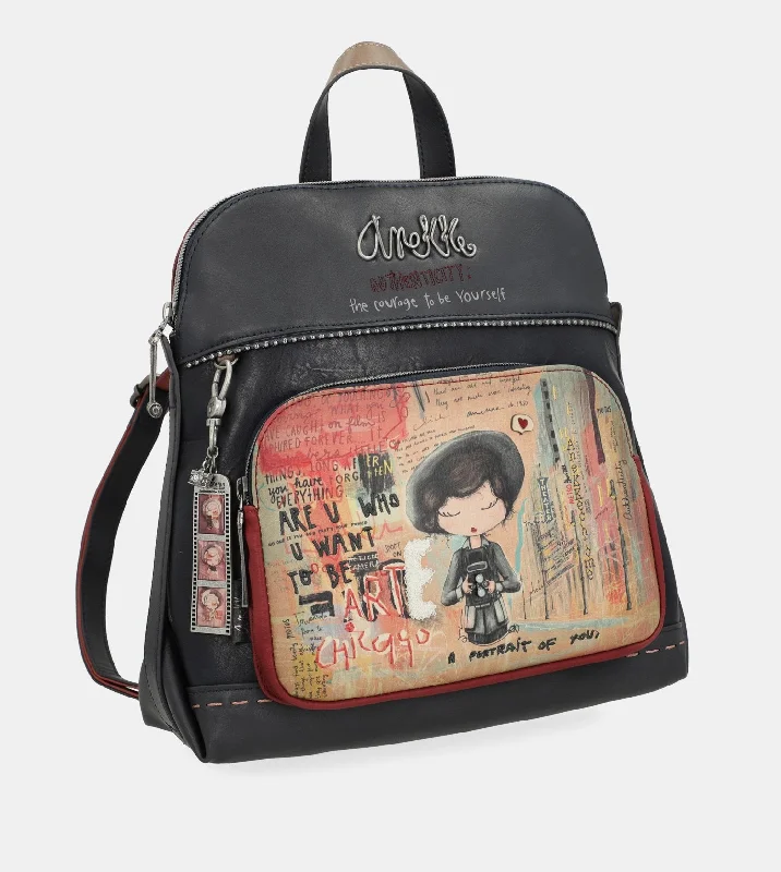 City Art backpack with a front pocket