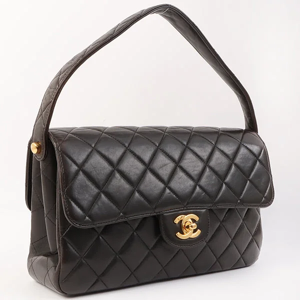 Chanel Around 1997 Made Double Face Classic Flap Top Handle Bag Black