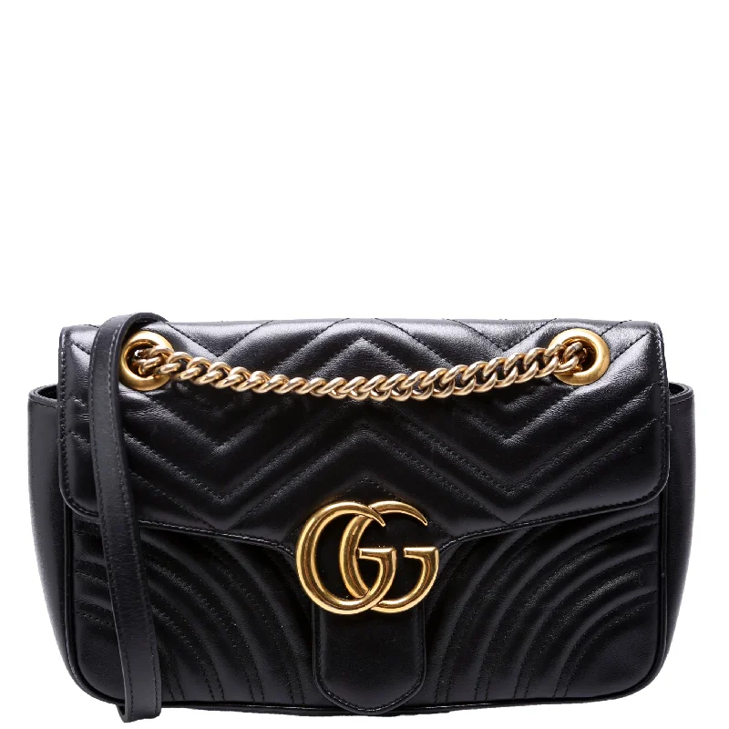 Marmont Leather Shoulder Small Flap Black