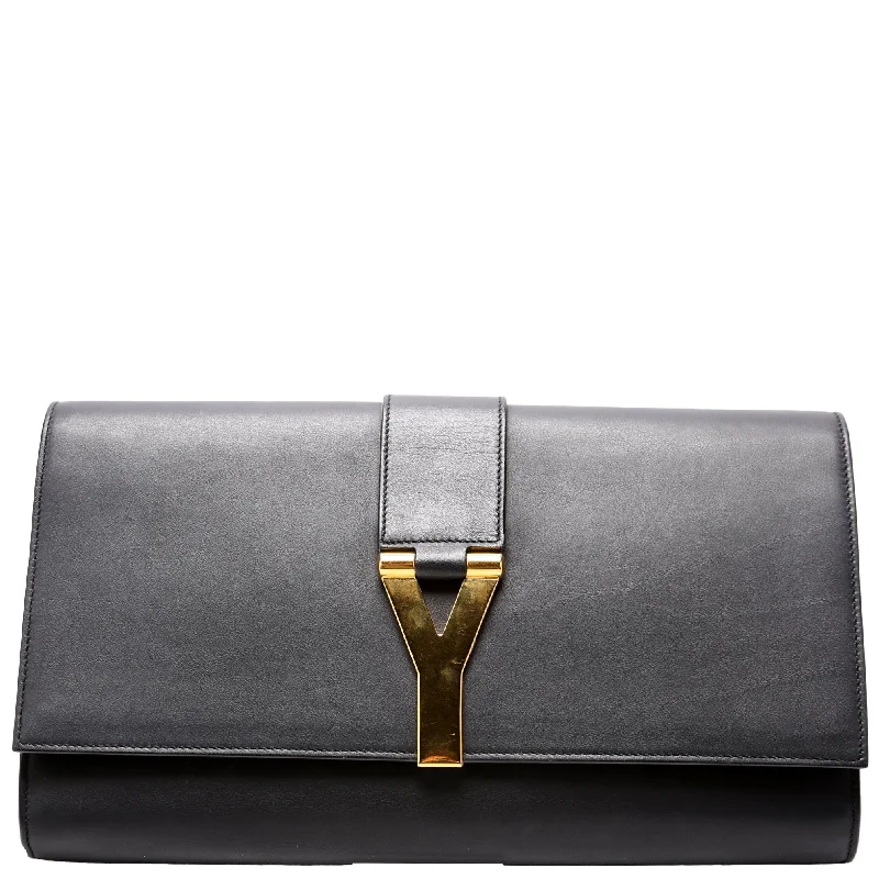 Classic Y Ligne Clutch Smooth Leather Black