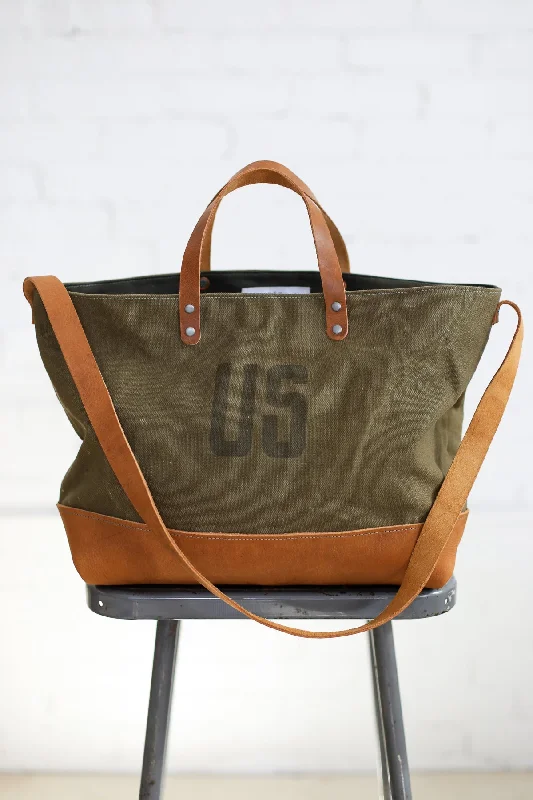 1940's era Salvaged Military Canvas Tote Bag