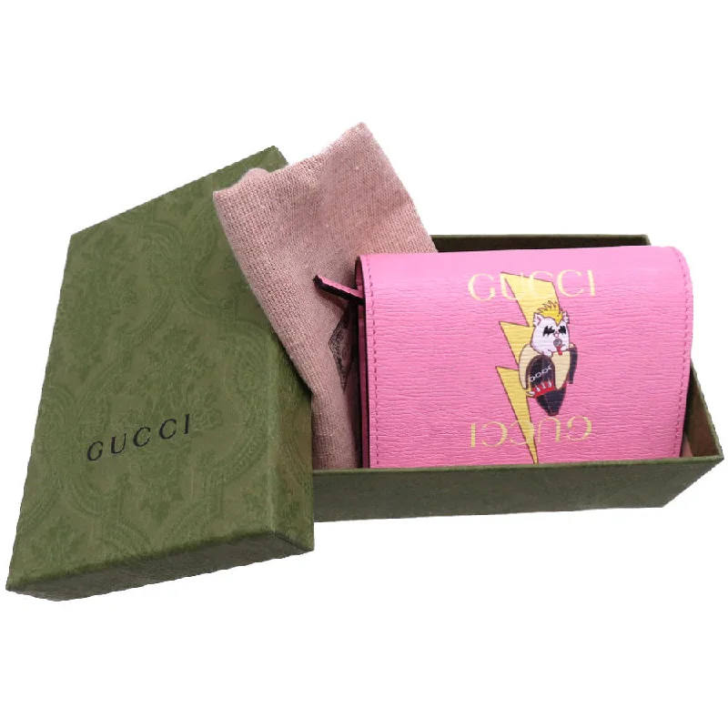 GUCCI Bifold Wallet 701009 leather pink bananya banana Women Used