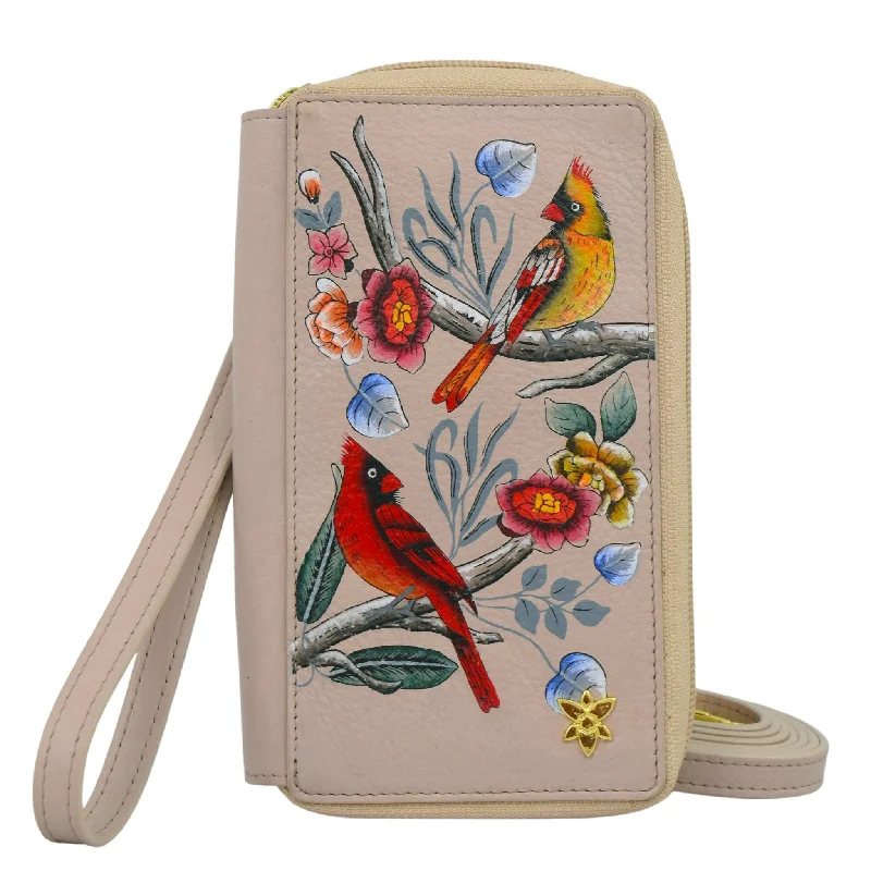 Hand Painted Leather Crossbody Organizer