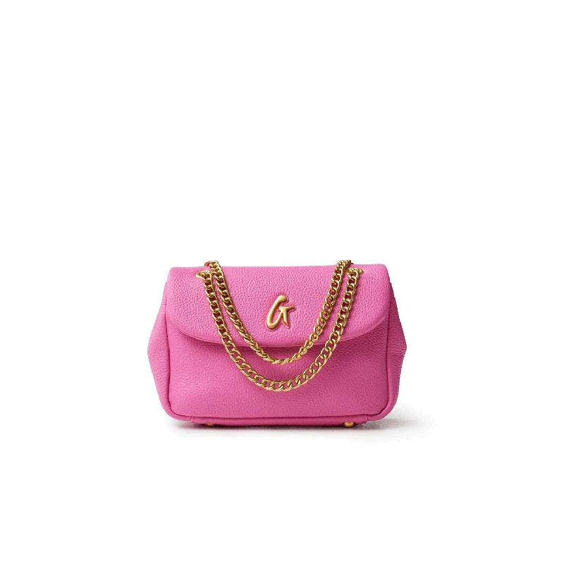 MINI PEBBLE FLAP BAG - HOT PINK