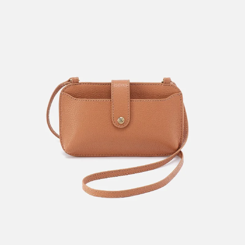 Vida Phone Crossbody In Micro Pebbled Leather - Biscuit