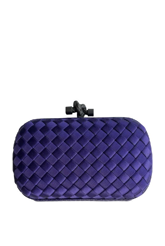 Bottega Veneta Pochette Knot Silk Clutch Bag | Purple