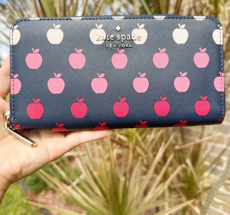 Kate Spade Staci Large Continental Wallet Orchard Degrade Print Apple Blue Multi