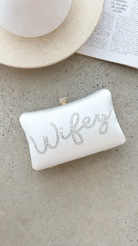 Wifey Satin Clutch - Gold