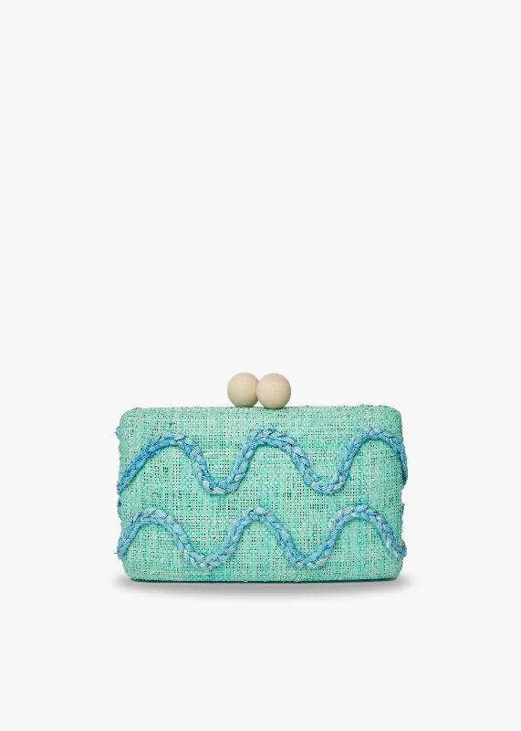 Tierra Embroidered Straw Clutch Bag