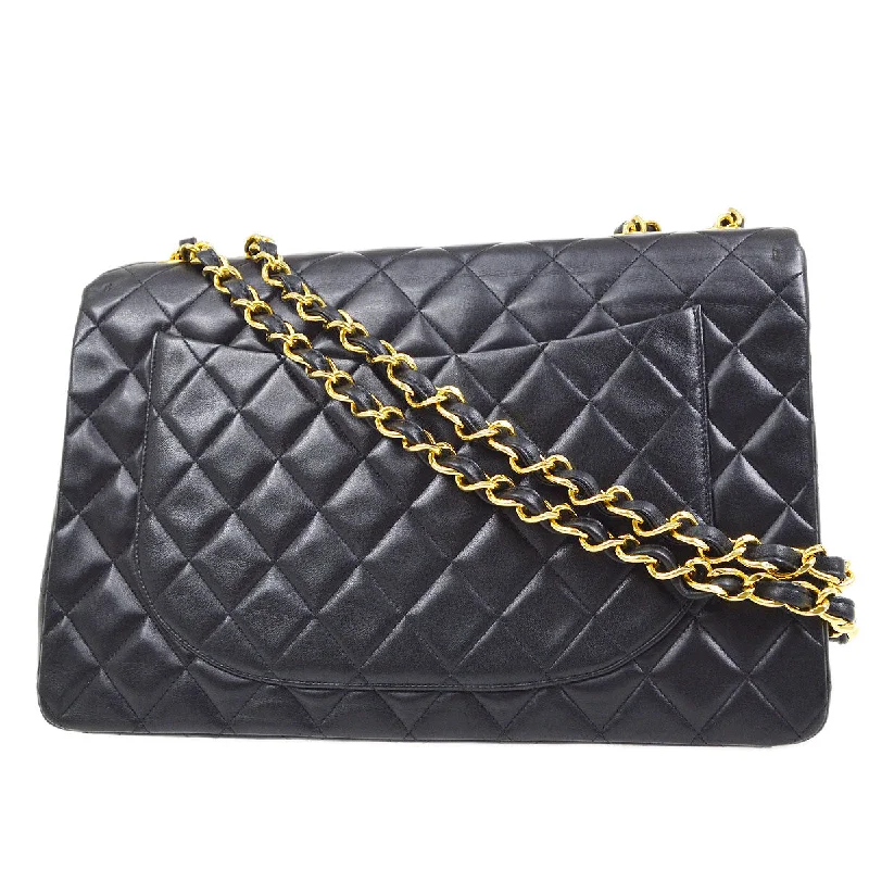 CHANEL 1994 Black Lambskin Classic Flap Maxi 62883