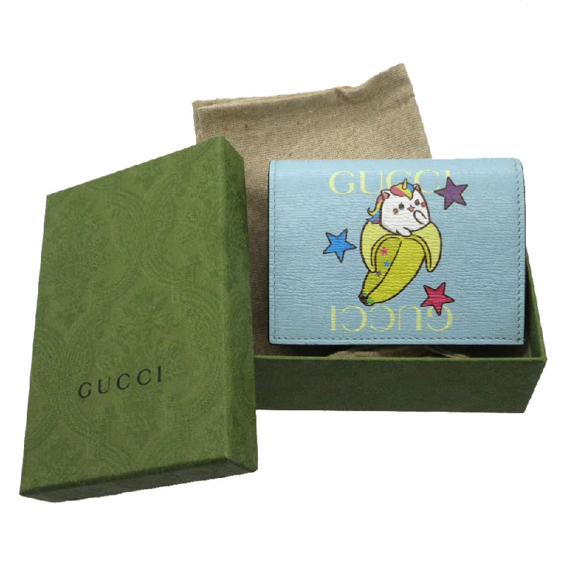 GUCCI Bifold Wallet 701009 leather blue bananya banana Women Used